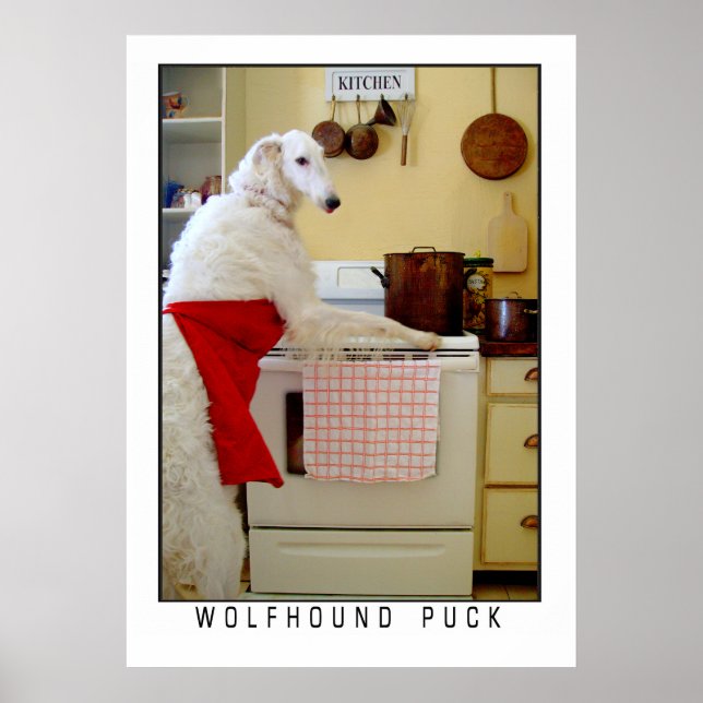 Poster Borzoi Lebrel Russo "Lebrel Puck" Cão (Frente)