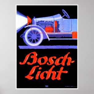 Poster BOSCH LIGHT Automobile Car Ad Vintage Automotive