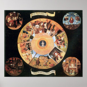 Poster Bosch-Mesa com cenas dos sete pecados mortais