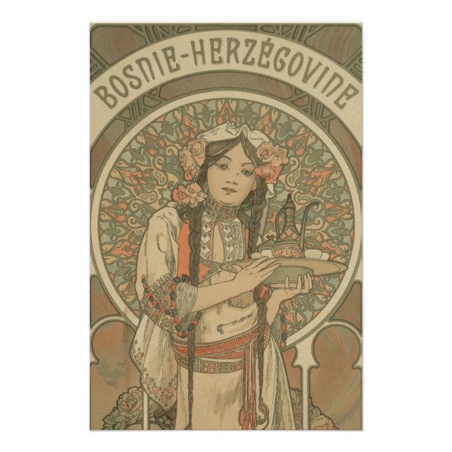 Pôster Bósnia e Herzegovina por Alphonse Mucha (1900) (Frente)