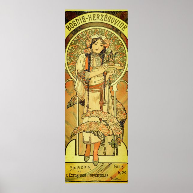 Poster Bósnia e Herzegovina por Alphonse Mucha 1900 (Frente)