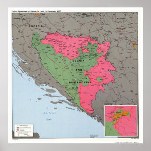 Pôster Bósnia & mapa de Hercegovina - 1995