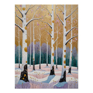Pôster Bosque de Álamo Dourado: Um Sonho de Inverno
