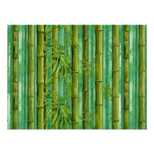 Pôster Bosque de Bambu Matizes de Verdes Quentes e Frios