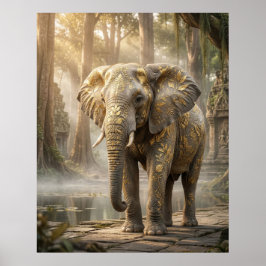 Poster Bosque do Elefante de Folha de Ouro