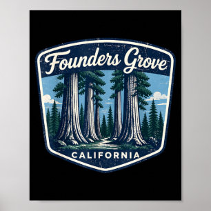 Poster bosque dos fundadores da Califórnia, sequóias giga