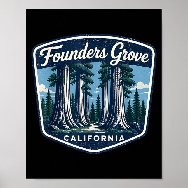 Poster bosque dos fundadores da Califórnia, sequóias giga (Frente)