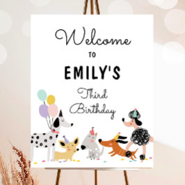 Poster Bosta Cachorro Pawty Moderna Aniversário Bem-vindo