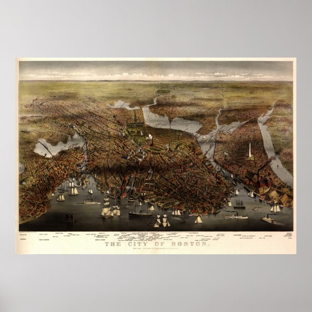Pôster Boston - 1873 (Parsons e Atwater) BigMapBlog (Frente)