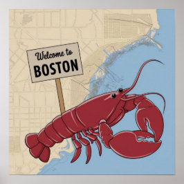 Poster Boston Antiga Massachusetts, Bem-vindo a Boston