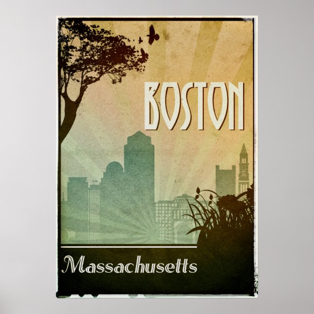 Poster Boston Art Deco Design City trabalho de arte (Frente)