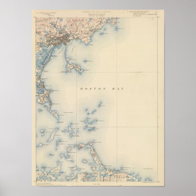Poster Boston Bay, Massachusetts (Frente)