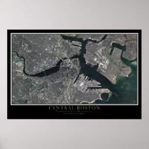 Pôster Boston Central Massachusetts Do Satélite Espacial