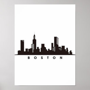 Poster Boston City Skyline, linha do horizonte de boston 