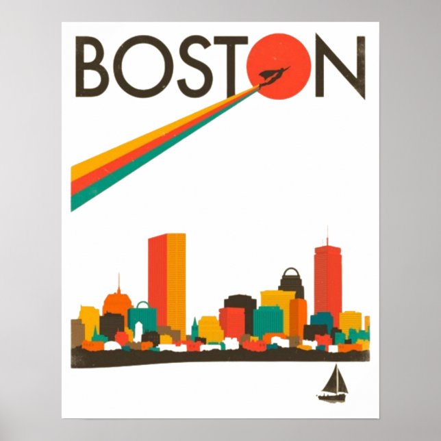 Poster Boston City Skyline, linha do horizonte de boston  (Frente)