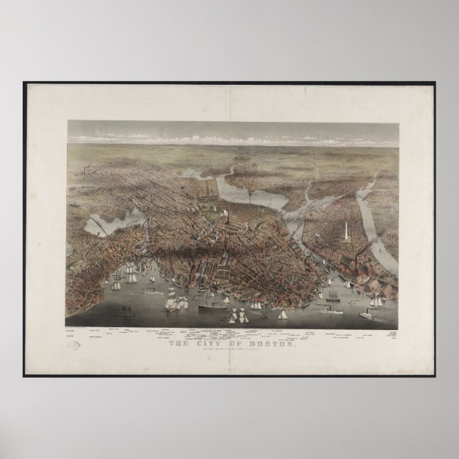 Pôster Boston City View 1873 (Frente)