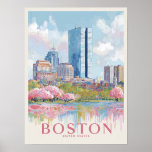 Poster Boston Cityscape Vintage