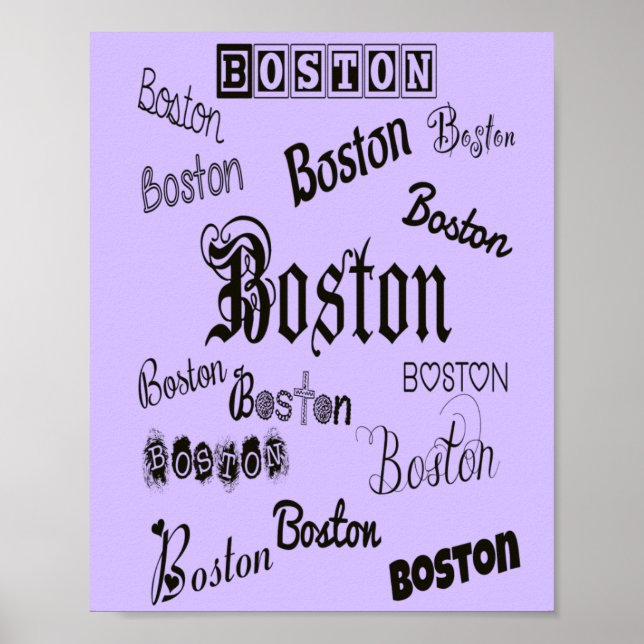 Poster Boston Fonts on Lavender (Frente)