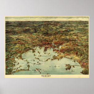 Poster Boston Harbor Birdseye