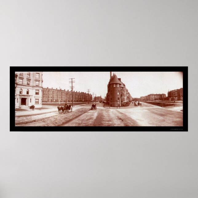 Pôster Boston, MÃE Beacon Street Huge Foto 1903 (Frente)