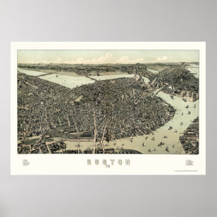 Pôster Boston, mapa panorâmico das MÃES - 1899