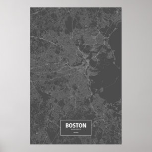 Pôster Boston, Massachusetts (branco no preto)