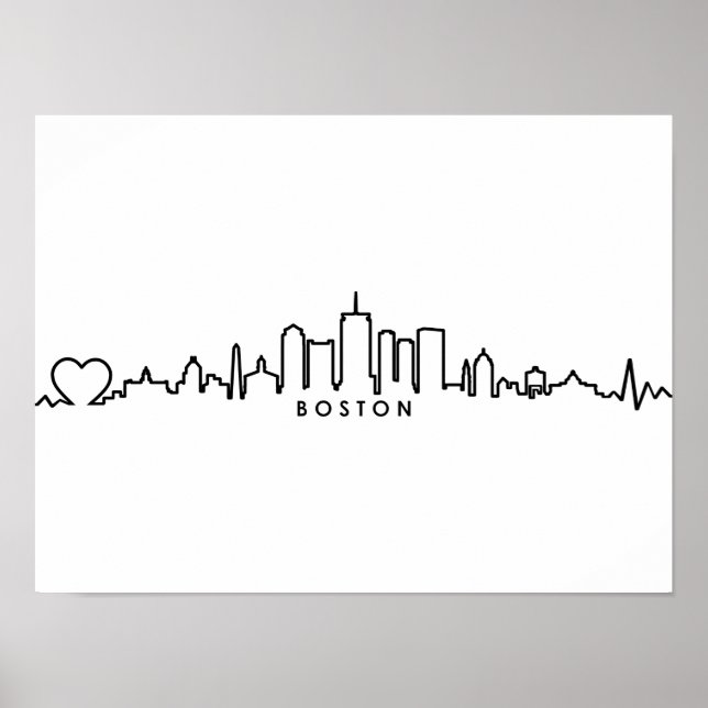 Poster BOSTON Massachusetts Cidade EUA Skyline Silhouette (Frente)