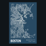 Poster Boston Massachusetts City Map Line Art Blue Impres<br><div class="desc">Boston Massachusetts City Map Line Art Blue Impressão</div>