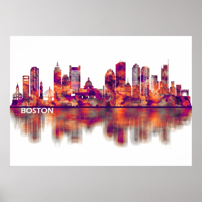 Poster Boston Massachusetts Skyline (Frente)