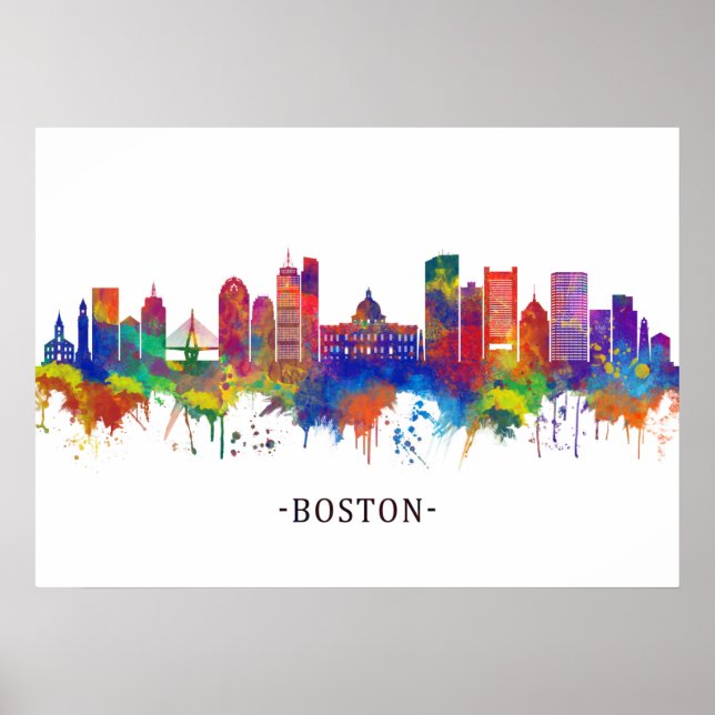 Poster Boston Massachusetts Skyline (Frente)
