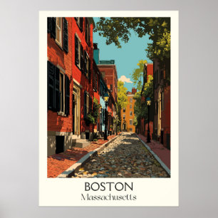 Poster Boston Massachusetts Vintage Arte Histórica de Rua