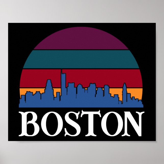 Poster Boston Massachusetts Vintage Cityscape (Frente)