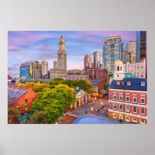 Poster Boston Skyline, Massachusetts, EUA (Frente)