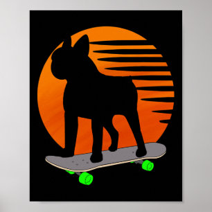 Poster Boston Terrier - Bulldog Francês Skate Over