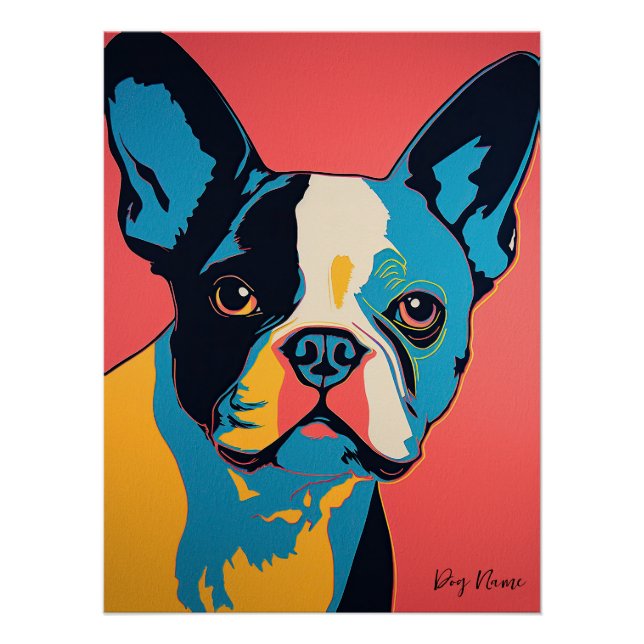 Pôster Boston Terrier Dog 001 - Bruno Pokopen (Frente)
