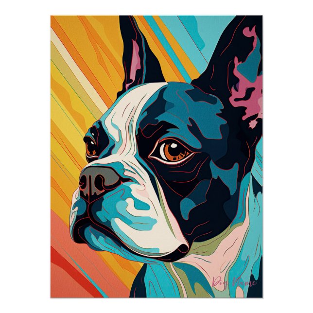 Pôster Boston Terrier Dog 004 - Bruno Pokopen (Frente)