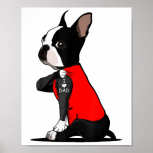 Poster Boston Terrier Dog Tattoo I Love Pai Funny Family