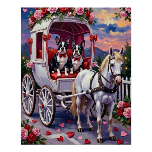 Pôster Boston Terrier  Dog Valentine's Day (Frente)