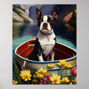 Poster Boston Terrier em um remo: Uma aventura cênica