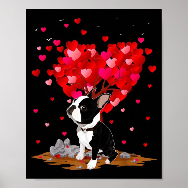 Poster Boston Terrier Lover Heart Shape Boston Terrier Va (Frente)