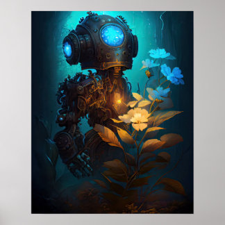 Poster Bot de Olho Azul e Flores