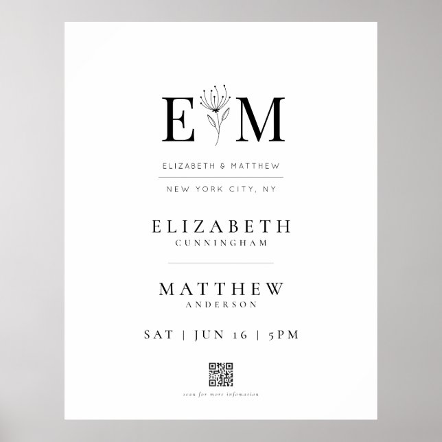 Poster Bot Elegante Modern Foliage Código QR Bem-vindo (Frente)