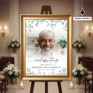 Poster Botânica Celebrando a Vida de Foto Funeral