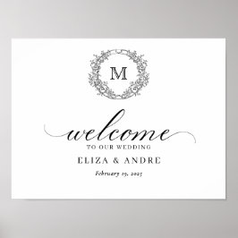 Poster Botânica Crest Monograma Sinal de Boas-vindas