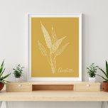 Poster Botânica Mínima Moderna em Amarelo Personalizada<br><div class="desc">Botânica minimalista moderna em Poster personalizada amarela</div>