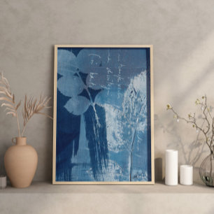 Poster Botânica Moderna Azul e Branco