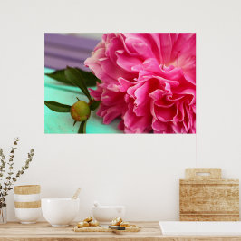 Poster Botânica Simples e Elegante da Flor de Pênia Rosa