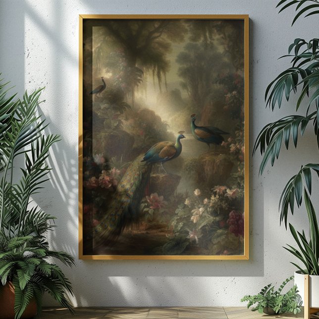 Poster Botânica: três pavões no jardim inglês (Criador carregado)