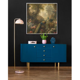 Poster Botânica: três pavões no jardim inglês