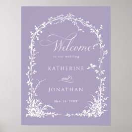 Poster Botanical Arch Garden Lavender Wedding Welcome